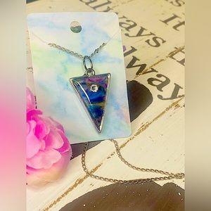 Stunning, handmade, polymer clay necklace with Swarovski crystal accent